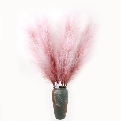 China Environmental Protection Gradient Color Pampas Grass Decorations Wedding Green Pink Home Decoration Lovely for sale