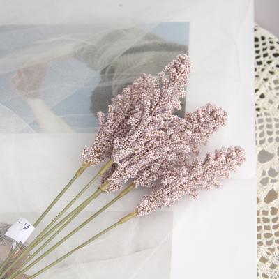 China 31cm High Quality Artificial Immortal Wheat Ears Purple Color For Restaurant Decoration Artificial Flowers for sale