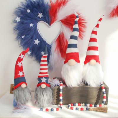 China Green Handmade Patriotic Gnome 4th July Plush Dwarf Scandinavian Nisse Household Environmental Protection American Flag Gnome Ornaments Home Tiered Tray Decor for sale