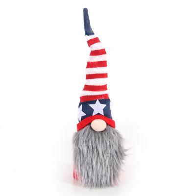 China Fourth of July Independence Day Environmental Protection Gonk Tomte Dwarf Plush 4th of July Gnome American Flag Ornaments with Round Hat for sale