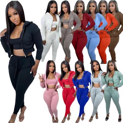 China Breathable 2023 Autumn Women Clothes Chic Comfortable Jogger 3 Piece Pants Sets Sweater Tracksuit Women Suit Sets Jogging Suit Fleece for sale