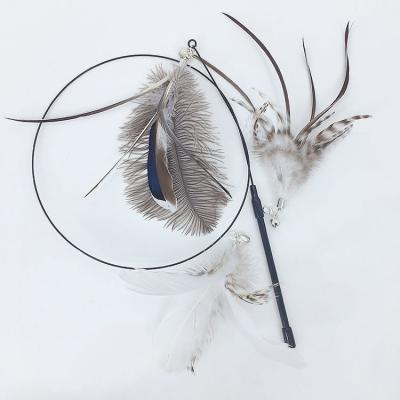 China Hot Sale Stocked Cat Stick Teasing Wire with Bell Suction Cup Feather Replacement Head Wholesale Feather for sale