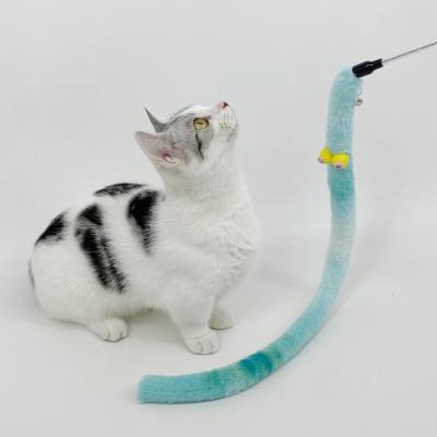 China Long Stocked Bite Cat Teaser Stick With Bell Heavy Duty Stuffed Rod Cat Teasing Stick Interactive Toys Hot Sale for sale