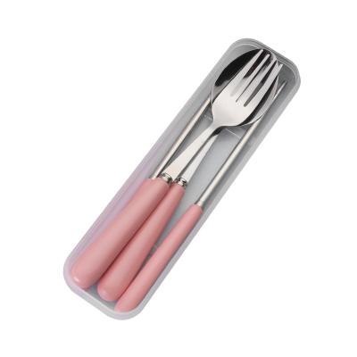 China Sustainable Portable Chopsticks Fork Spoon 3pcs Dinnerware Set Ceramic Stainless Steel Dinnerware Set for sale