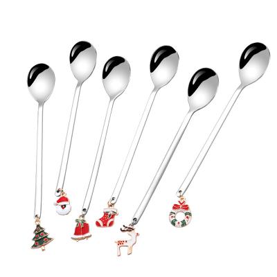 China Sustainable Christmas Party Tableware Ornaments Christmas Decorations Metal Merry Christmas Spoons for sale