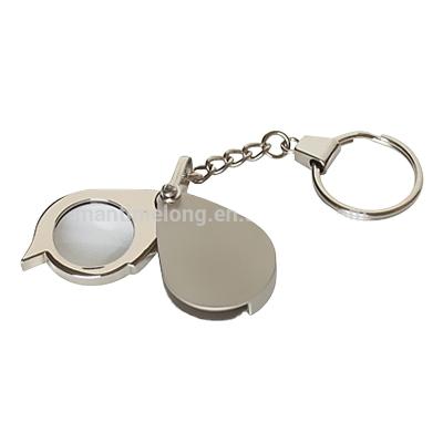 China Small Portable Handheld Pocket Magnifying Glass 8X Folding Head Chain Daily Magnifier With Key Ring for sale