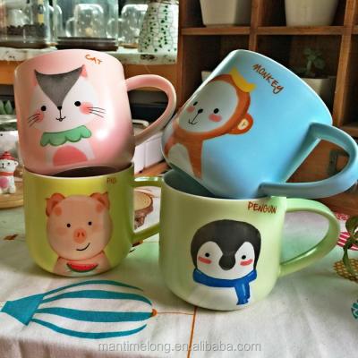 China Viable Hand Painted Cartoon Coffee Mug Travel Coffee Cup Coffe Tea Mug Ceramic Stylish Coffee Mug for sale