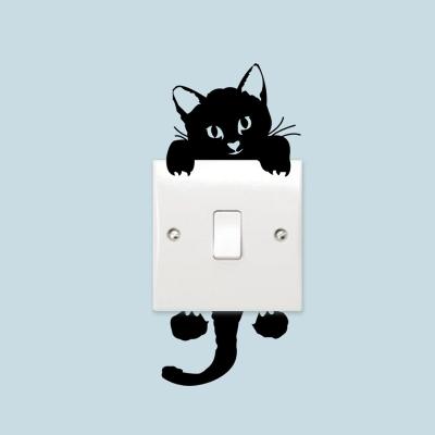 China Cute Funny Cat Home Decoration Bedroom Living Room Decoration Switch Stickers Wall Dog Stickers for sale