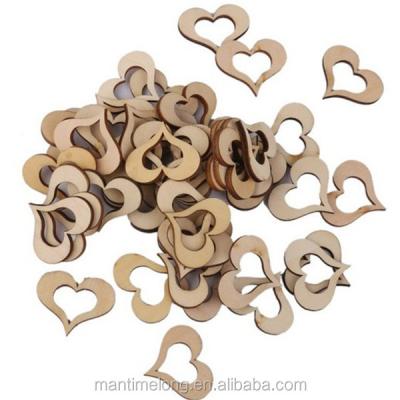 China It is a hollow heart-shaped wooden decoration. Laser Hollow Wooden Love Heart Favors Crafts Vintage Wedding DIY Decoration for sale