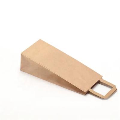 China Recyclable Brown Kraft Bags Carry With Flat Handles Paper Kraft Bags Wine Resturant Papers Bag for sale