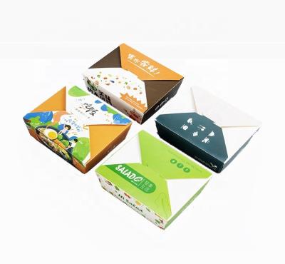 China Biodegradable Fast Food Take Out Box Thickened Rectangular Disposable Kraft Paper Lunch Box for sale