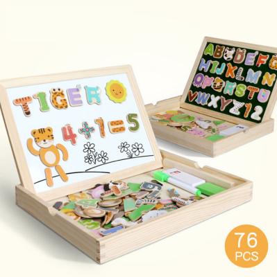 China Children's Educational Toy English 3D Jigsaw Puzzle Digital Suction Jigsaw Board Children's Cognitive Learning Magnetic Wooden Puzzle for sale