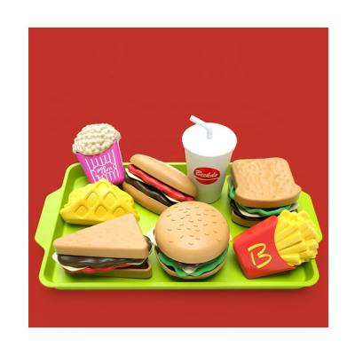 China 2021 Multi-function Kitchen Toy Set Hamburger Toy Set Home Steam Jet Toys New Arrival Role Play Kitchen Toy Set Gift Box for sale