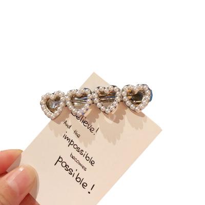 China Wholesale Cheap Fancy New Arrival Pearl Heart Metal Hair Clip Kids Hair Accessories Girls Hairpin for sale