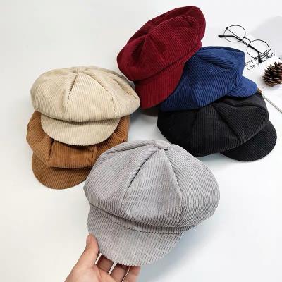 China Keep Warm Autumn Vintage Corduroy Beret Hats for Kids Casual Hats and Caps for Kids for sale