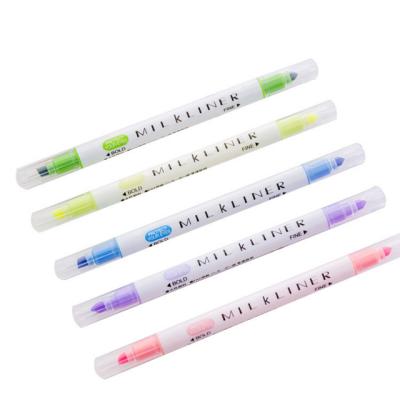 China office & School Markers Double Headed Solid Highlighter Bar Kids Stationery 12 Color Pen Paint Marker Pen Fluorescent for sale