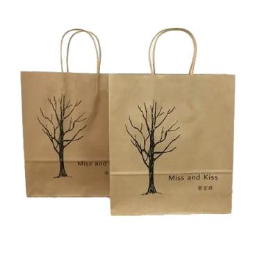 China Recyclable Custom Printed Your Own Logo Cardboard Packaging Kraft Gift Craft Shopping Paper Bag With Handles for sale