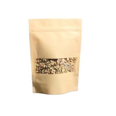 China Security Clear Window Pouches Ziplock Bags Brown Kraft Paper Bags Custom Logo for sale