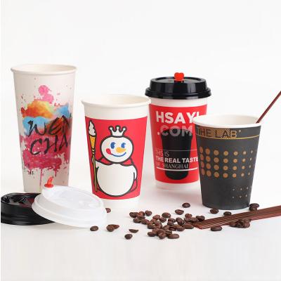 China Biodegradable Disposable Hot Drinks Milktea Wallpaper Cup Takeaway Single Wall Coffee Cups Double for sale