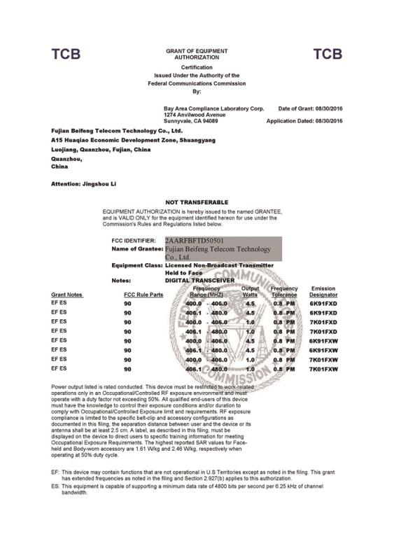 FCC - Fujian Belfone Communications Technology Co., Ltd.