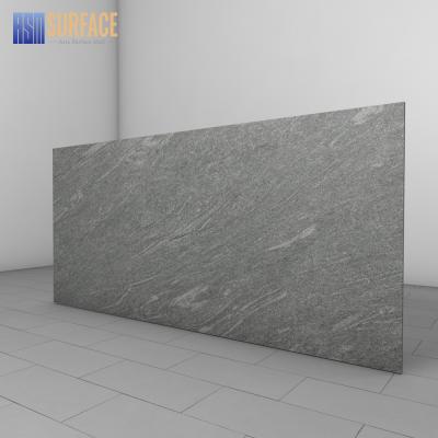 China 12 Mm Thick Modern Dark Gray Porcelain Quartz Slab Large Slab Engineered Agglomerated Stone for sale