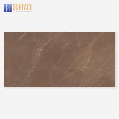 China Large Modern Slab Brown Porcelain Stone Slab Engineered Shiny Agglomerated Stone for sale