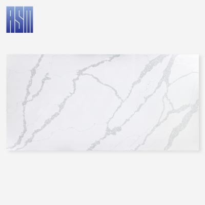 China Modern 20 mm thickness engineered faux quartz stone white calacatta quartz slab for sale