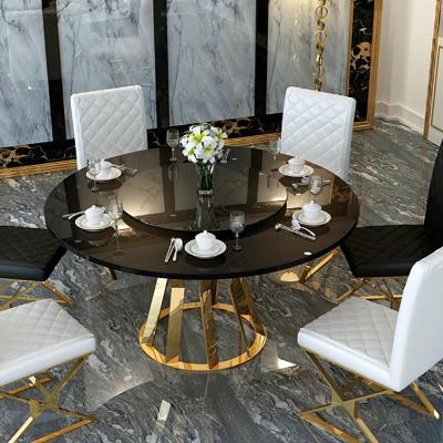 China New Arrival Dining Room Furniture Metal Porcelain Slab Agglomerated Stone Dining Table for sale