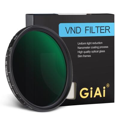 China GiAi ND8-2000 Waterproof Cemra Filter 52 55 58 62 67 72 77 82mm Variable ND Filter for sale