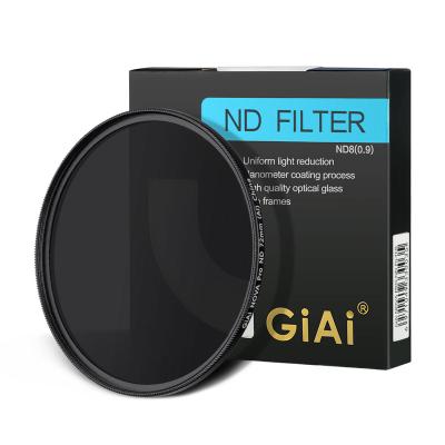 China Light Reduction Light Reduction Filter 3 Stop ND Camera GiAi 72mm Multi Coated ND8 Filter for sale