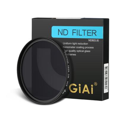 China Lightweight Reduction GiAi 3 Stop 55mm ND8 Filter Neutral Density Filter DSLR Camera ND Filter for sale