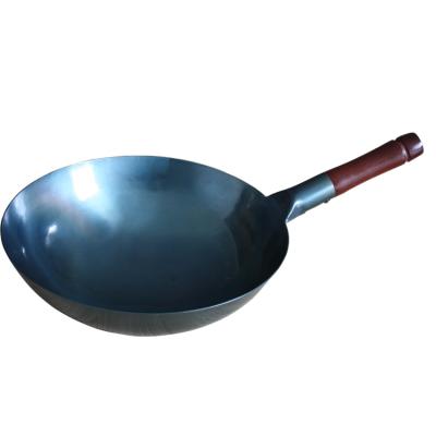 China 2020 Hot Selling Carbon Steel Sustainable Chinese Nonstick Wok Pan Large Wok 36CM With Wooden Handle for sale