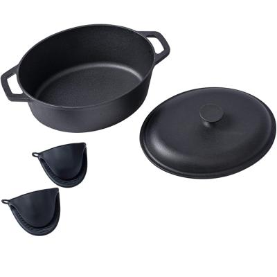 China Sustainable Wholesale Cast Iron Preseasoned Camping Pot Cookware Set With Lid for sale