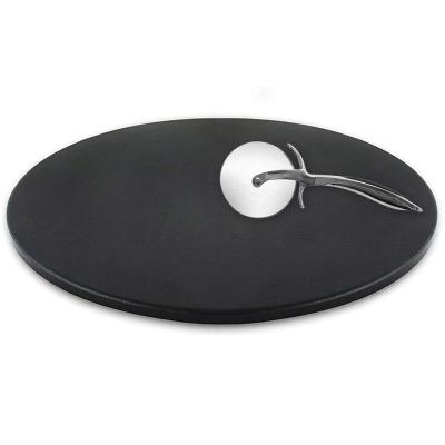 China Durable Pizza Baking Stones Pizza Oven Stone And Bread Baking Ceramic Black Glazed Cordierite Pizza Stone for sale