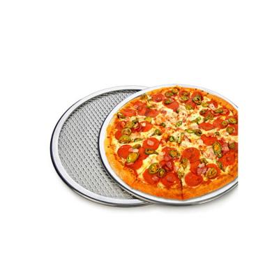 China Sustainable Kitchen Tools Round Mesh Pizza Screen Aluminum Flat Pizza Pan for sale