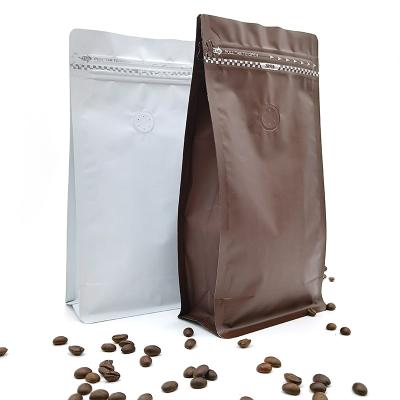 China Custom Solid Coffee Bean Bag Flat Bottom Moisture Proof Pouch With Zipper And Valve Side Seal Foil Packaging Bags for sale