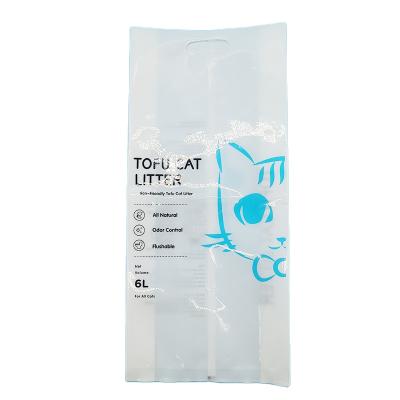 China 6L Custom Moisture Proof Engraving Printing Tofu Cat Litter Packaging Plastic Bags With Handle for sale