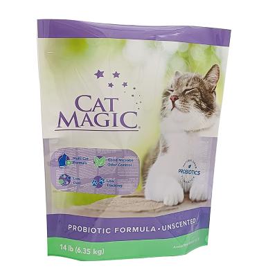 China 14lb Moisture Proof Standing Sealing Plastic Pouch 3 Side Window Cat Litter Packaging Bag With for sale