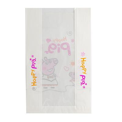 China Recyclable Medium Bread Bags Cartoon Printed Paper Bag With Front Window For Bakery for sale