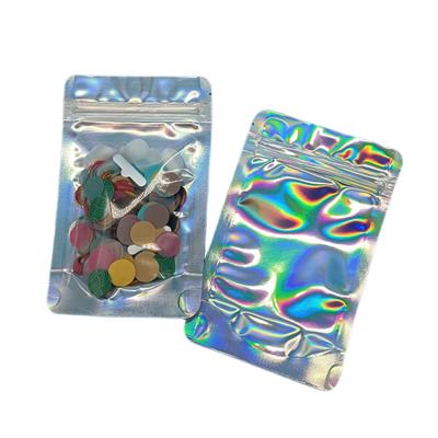 China Custom Plastic Packaging Bag Laser Zipper Moisture Proof Lock Bag Transparent Flat Bottom Pouch for sale