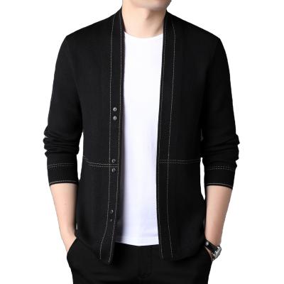 China Solid Color Man Autumn V-Neckline Anti-wrinkle Spring Knitwear Wool Single Breasted Sweater Cardigan for sale