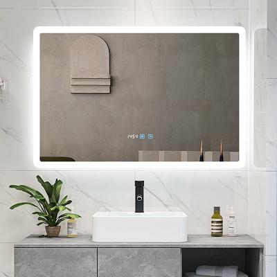 China Xiaoke New Design Illuminated Hot Selling Modern Led Wall Mounted Smart Hotel Bath Mirror For Bathroom for sale