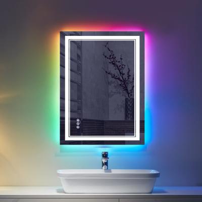 China China high quality custom made multi color led touch screen bathroom fog light smart illuminated wall mirrors for sale