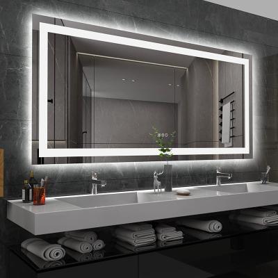 China Xiaoke 2023 Luminous Fashion Modern Hotel Home Bathroom Wall Mounted Defog Lighting Intelligent Control Mirror for sale