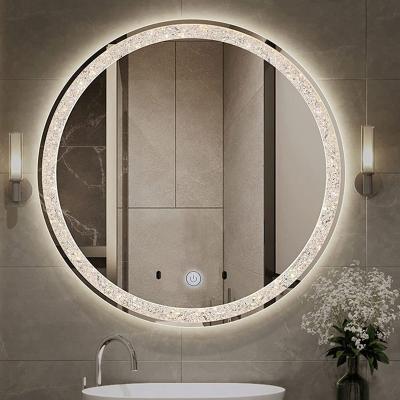 China Bright 3000-6500k Led Color Temperature Changing Vanity Mirror Bathroom Diamond Led Light Mirror for sale