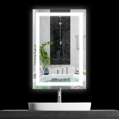 China Illuminated Wall Mounted 24x36 Inch Led Smart Bathroom Mirror With Lights Dimmable Memory Touch Button And Fog Light Function for sale