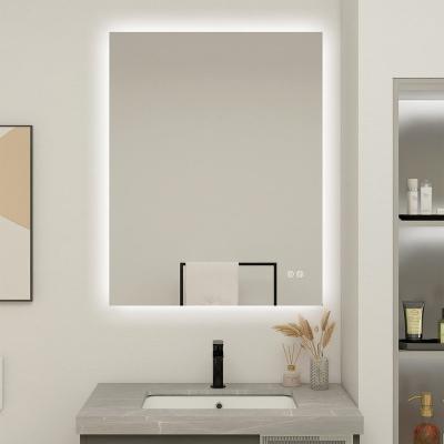 China 28 x 20 Inch Illuminated LED Wall Mounted Smart Mirror With Touch Switch 3 Colors Light Dimmable for sale