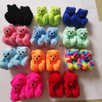 China 2021 Fashion Trend Fashion Kid Style Cheap Teddy Bear Slipper Shoes Home Kids Plush Toddler Furry Slides Animal Comfortable Furry Toddler for sale