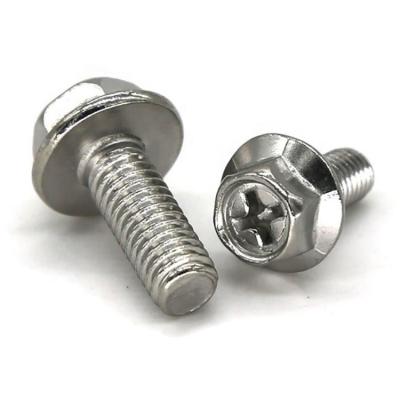 China High Security Stainless Steel Fasteners A2 A4 Stainless Steel Phillips Flanged Hex Head Bolts With Serration for sale