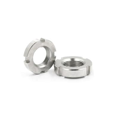 China Heavy Industry Sizes 304 Stainless Steel Metric Self Locking Nut M5 M6 Slotted Round Nuts for sale